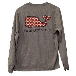 Vineyard Vines Medium Gray Cotton Basketball Whale Long Sleeve T-Shirt